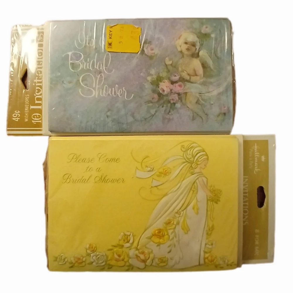Vintage 70s Hallmark Bridal Party Invitations Laurel New Sealed 18 card envelope